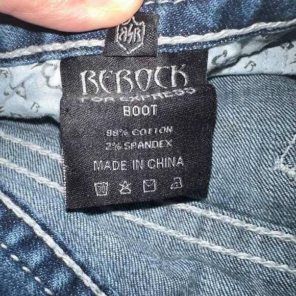 Express Blue Flare Wide Leg Jeans - Picture 5 of 6